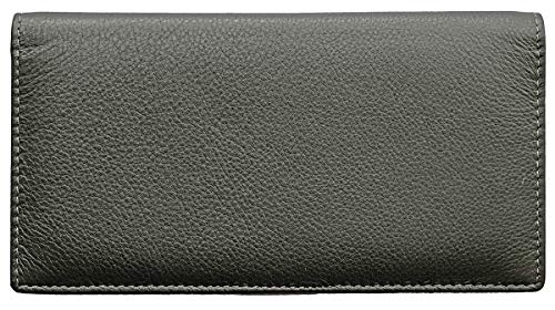 123 Cheap Checks Grey RFID Leather Checkbook Cover With Credit Card Slots and Pen Holder - Image 1