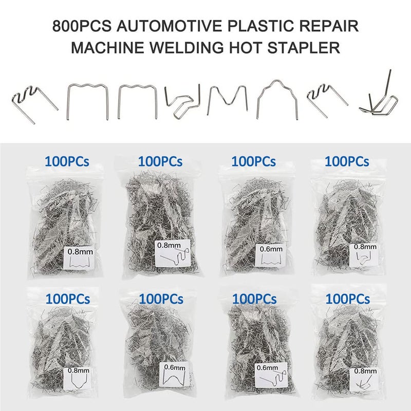 Excefore 800Pcs Plastic Hot Staples With Box, 8 Types Wave Flat Mv Hot Stapler Staples For Car Bumper Repair Plastic Welding Repair Diy Tool Box (800Pcs 8 Types Staples) - Image 2