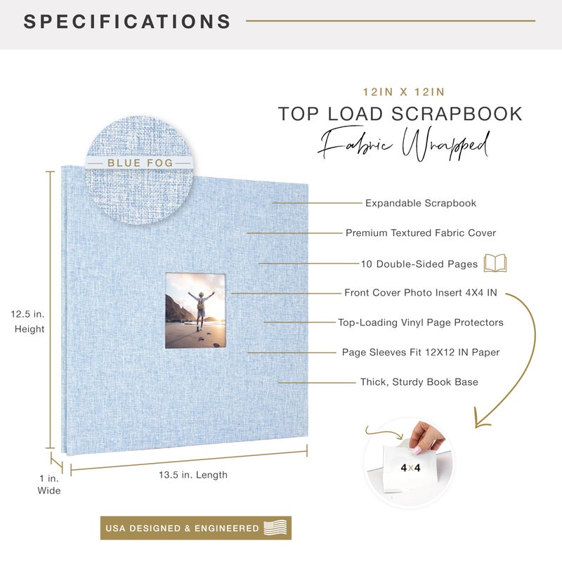 MCS 12x12 Fabric Scrapbook, Blue Fog - Image 3