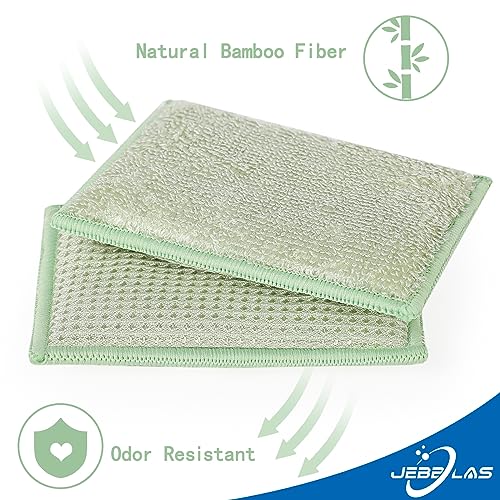 JEBBLAS Bamboo Natural Absorbent Sponges Kitchen Cleaning Sponges Reusable Dish Washing Sponges Beige (8 Pack) - Image 4