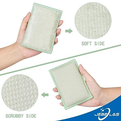 JEBBLAS Bamboo Natural Absorbent Sponges Kitchen Cleaning Sponges Reusable Dish Washing Sponges Beige (8 Pack) - Image 5