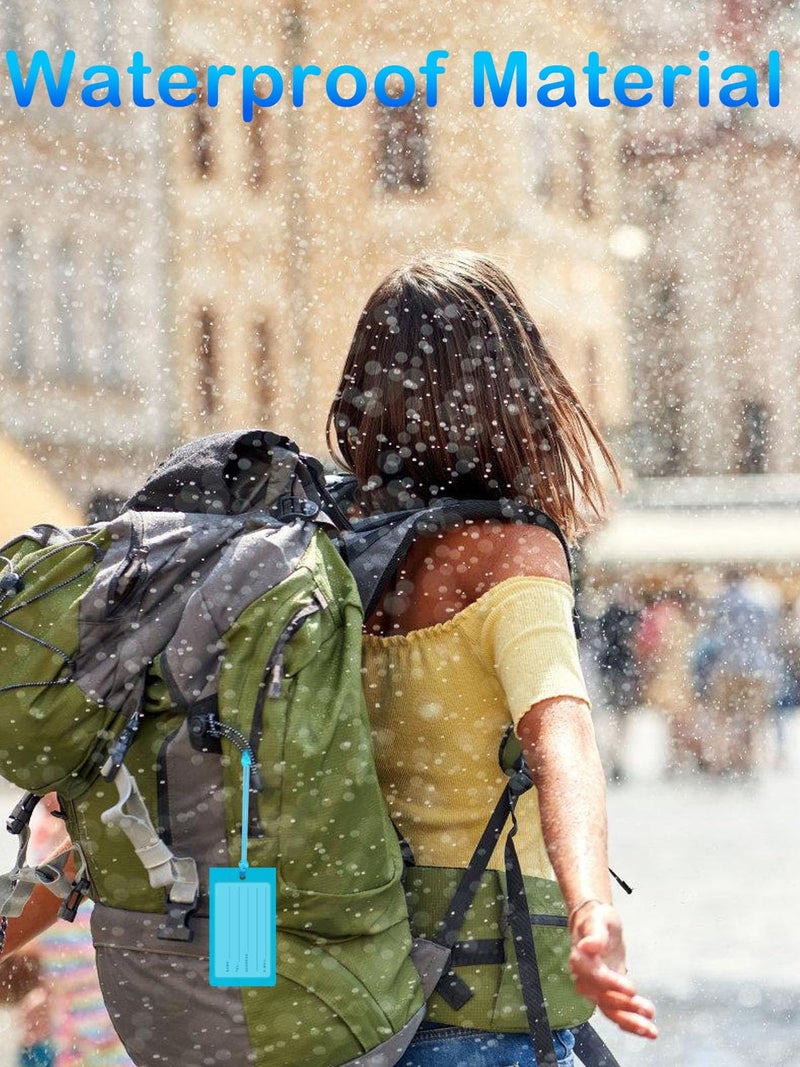 CUTEABC Luggage Tags for Suitcases,5 Pack Luggage Tags for Suitcases Silicone Tags,Waterproof Tags for Suitcase,Clear Colorful Suitcase Bagtags with Name Id Label and Loop for Luggage,Travel Bagtags for Men. - Image 4