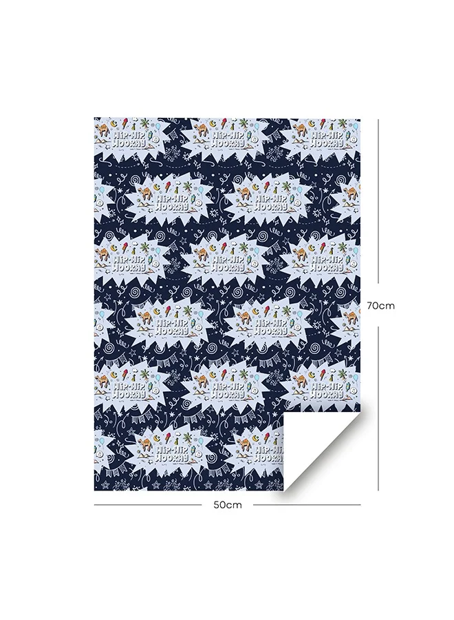 Share the Love Hip Hip Hooray Blue Wrapping Paper Pack – 4 Sheets (50 x 70 cm Each) – Fun Celebration Gift Wrap for Birthday, Kids, Baby Shower, Graduation, Wedding, Anniversary, Parties, Presents & Favors