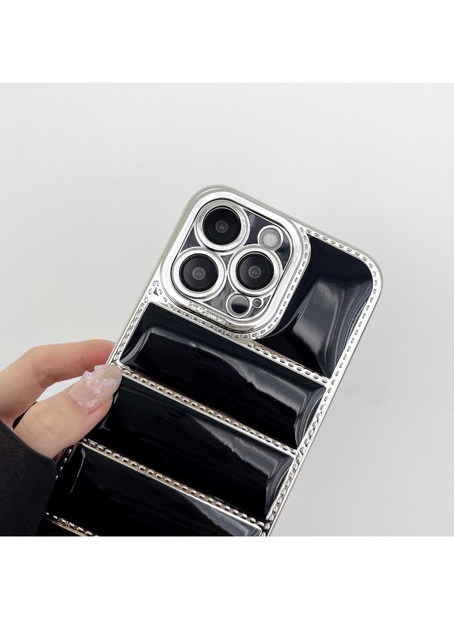 S-TOP Case For iPhone 16 Pro Max Electroplated Silver Edge Eiderdown TPU Phone Case - Image 3