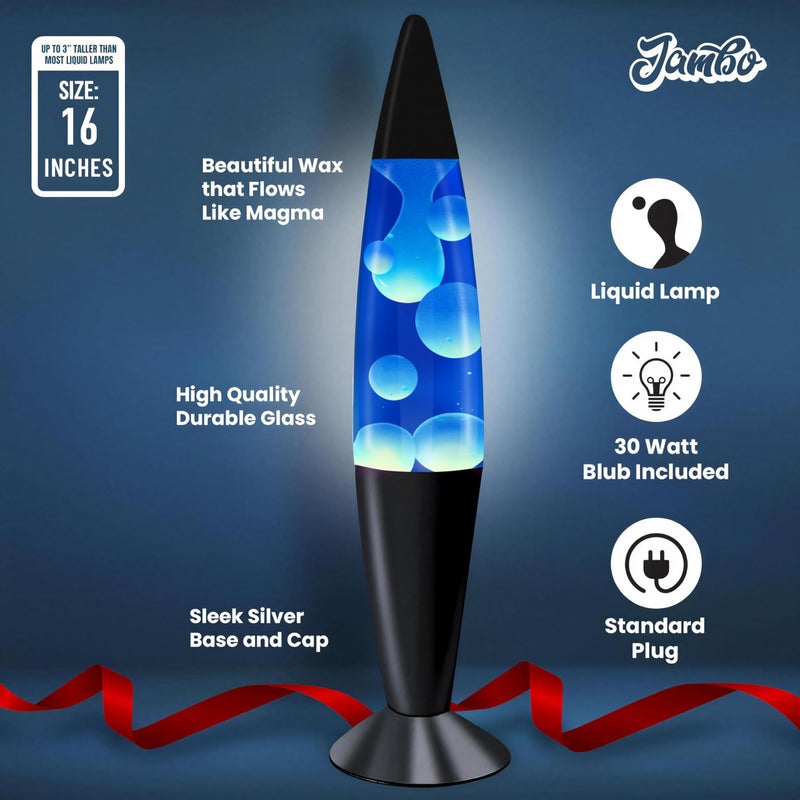 JAMBO 16" Beautiful Lamp- Blue with White/Blue Wax, Relaxing Liquid Lamp for Living Room Office Bedroom Adults Teens Kids, Magma Light, Night Light Nightlight, Home Decor - Image 4