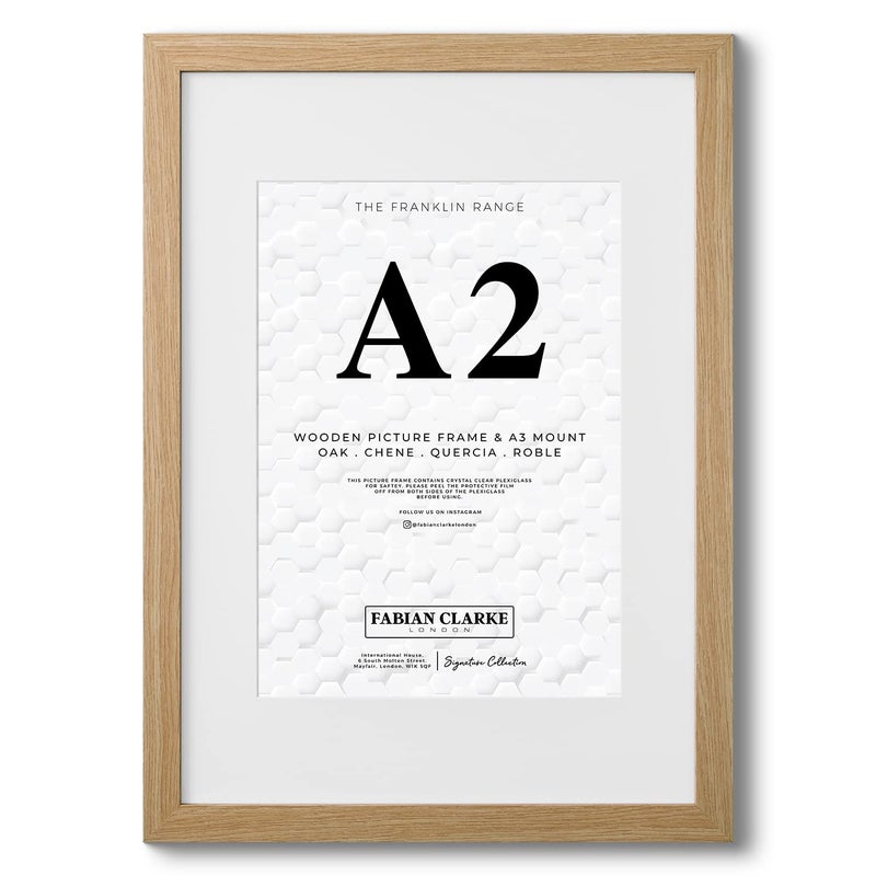 Fabian Clarke London إطار صور خشبي حديث من أوك فابيان كلارك لندن A2 مع قاعدة بيضاء A3 لتعليق الصور العمودية أو الأفقية