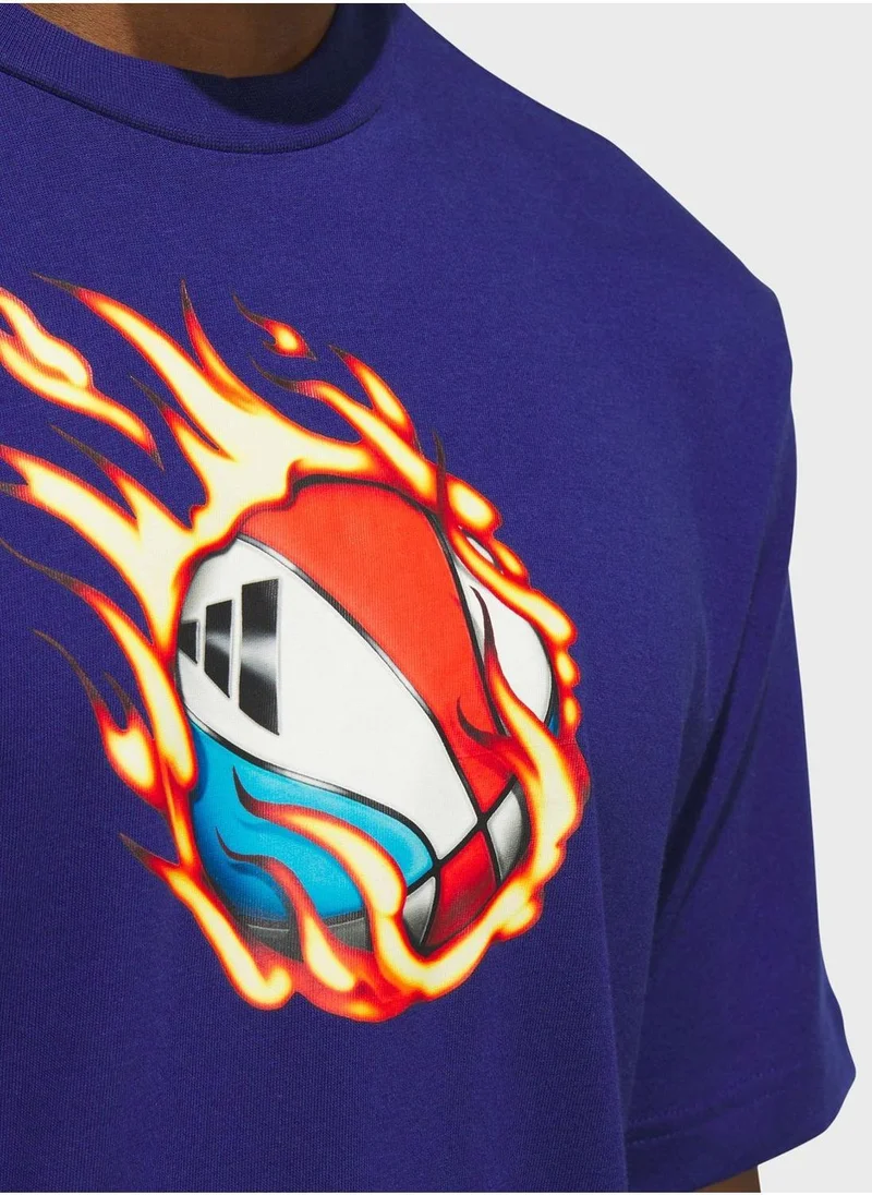 Adidas On Fire Basketball Graphic T-Shirt