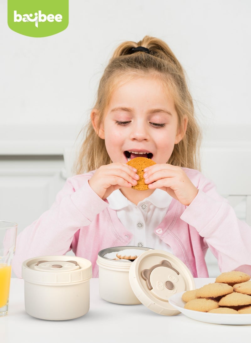 BAYBEE Stainless Steel Insulated Lunchbox for Adults – 600ml + 2×400ml Leakproof Thermos Bento Set with Double-Wall Heat-Resistant Containers – Ideal for Office Use (Beige) - Image 2