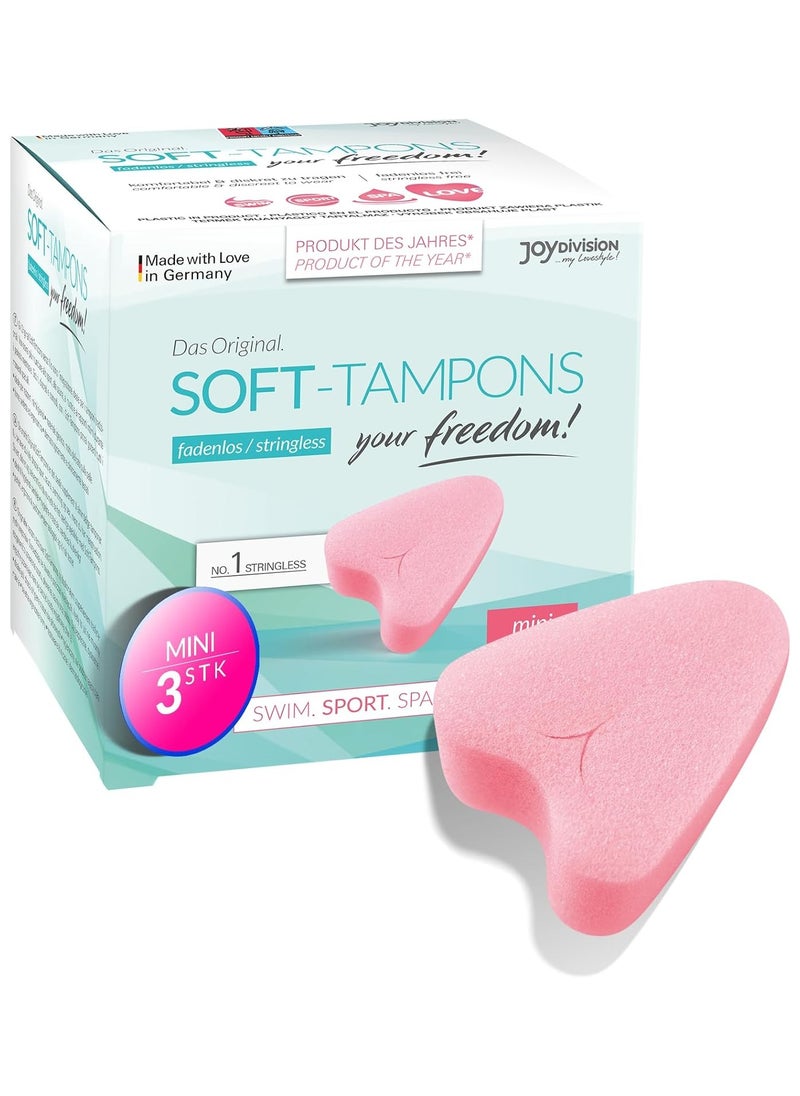 Joy Division - Soft-Tampons Mini I 3 Pieces I Threadless tampons for Sports, Swimming & spa I Menstrual sponges Ultra Soft I Easy Insertion & Removal I Soft Tampon Without Thread - Image 1