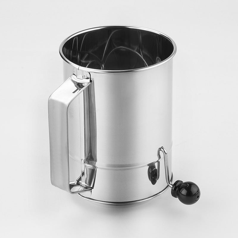 8cup stainless steel flour filter sieve with rotating stirring ring fine mesh manual cake making baking sugar powder(8CUPS) - Image 4