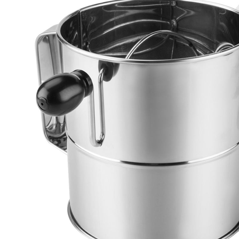 8cup stainless steel flour filter sieve with rotating stirring ring fine mesh manual cake making baking sugar powder(8CUPS) - Image 3