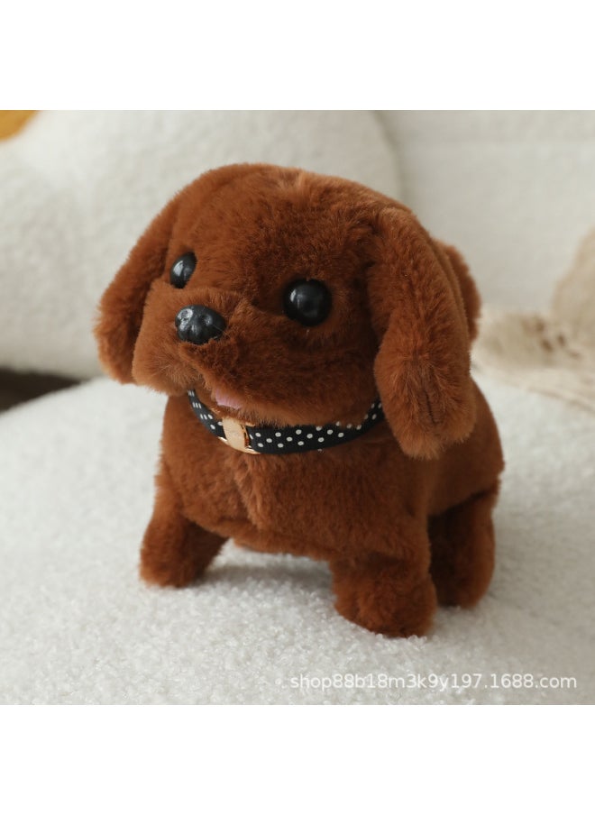 Electric Kidsren's Toy Puppy Artificial Walking Plush Kidsren's Dog Walking Stall Pet Girl Gift Baby-Color:Teddy Dog -Specifications:opp Bag  - Image 1