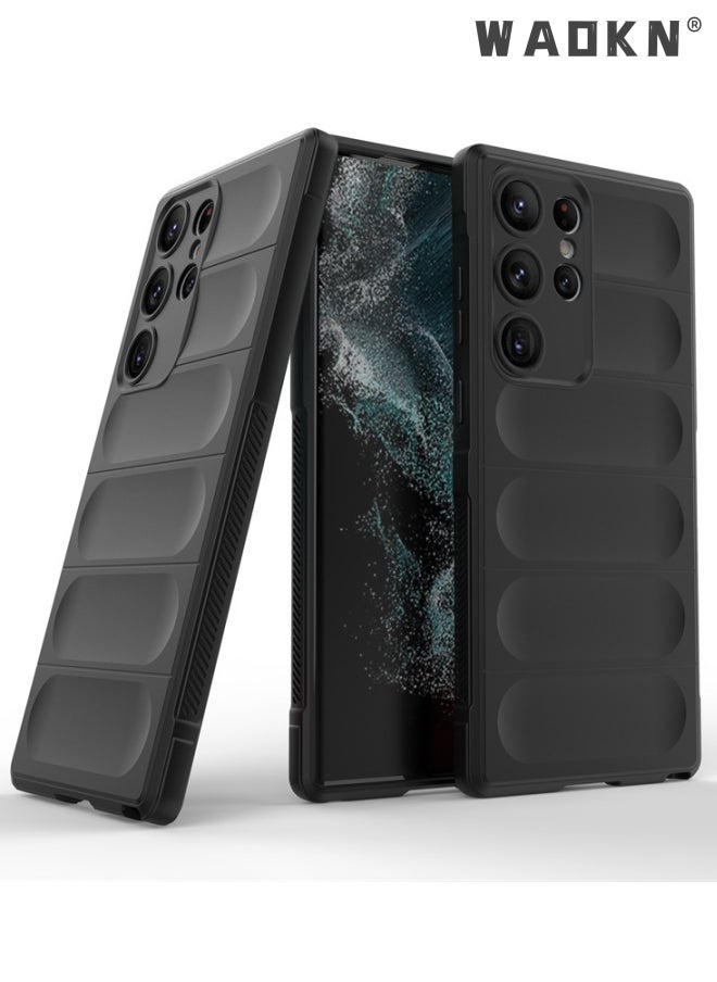 WAOKN Liquid Silicone for Samsung Galaxy S23 ULTRA case cover Full Body Screen Camera Protective, Shockproof, Slim, Anti-Scratch Soft Microfiber Lining Shockproof Silicone TPU Phone Back Cover Black  - Image 1