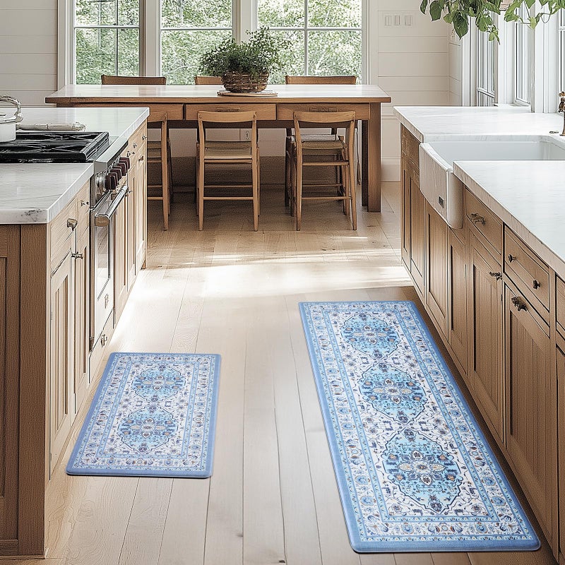 FRESHMINT Anti Fatigue Kitchen Mats Set 2 PCS, Waterproof & Non-Skid Medallion Kitchen Rugs, Cushioned Kitchen Floor Mats for Standing Washable Comfort Kitchen Runners for Lanudry, Office, Sink - Image 2
