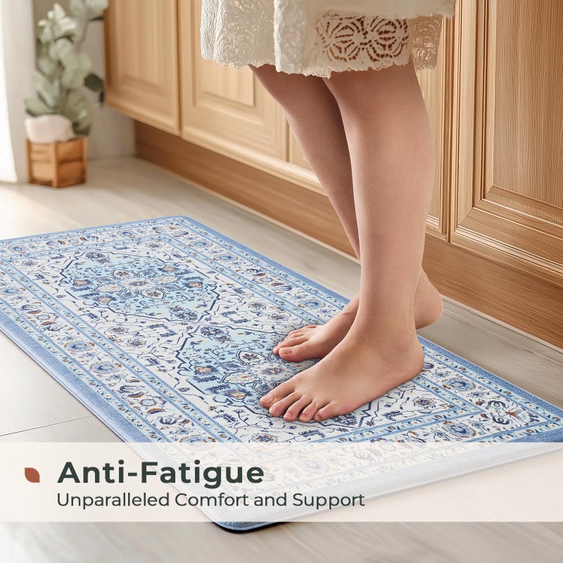 FRESHMINT Anti Fatigue Kitchen Mats Set 2 PCS, Waterproof & Non-Skid Medallion Kitchen Rugs, Cushioned Kitchen Floor Mats for Standing Washable Comfort Kitchen Runners for Lanudry, Office, Sink - Image 3