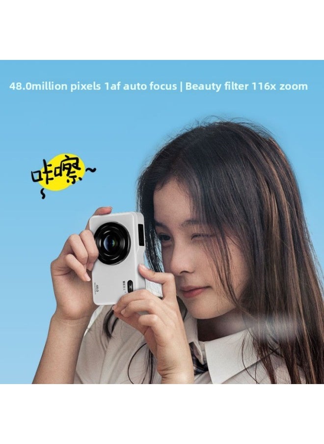 Generic Hot-selling Digital Camera Retro CCD Campus High-definition Portable Small Camera Entry Card Camera Gift-Body Color:2.4inch Pink 32g  - Image 1