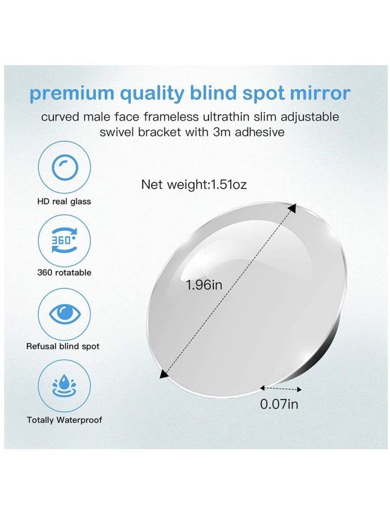 Y&D 2 PCS Blind Spot Mirror 360 Degree Adjustabe Round HD Glass 2" Glass Convex Rear View for any Car Van Suv and Trucks  - Image 3