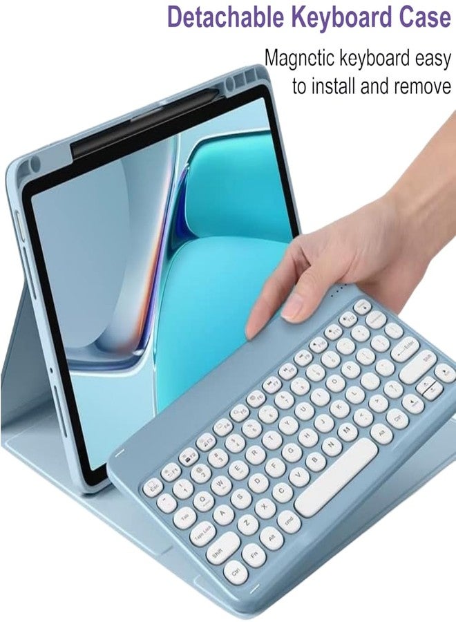 NUWONAYA Keyboard Case for iPad Air 11 inch (M3 2025 / M2 2024)/Air5 Air4 Pro11(4th/3rd/2nd/1st Gen) with Pencil Holder and Cute Color Magnetic Detachable Round Key Keyboard，New Pink - Image 2