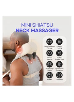 FARROBIZZ HubiCare Mini Shiatsu Neck Massager, Shoulder Neck Massager with Heat for Pain Relief Deep Tissue, Neck, Back, Shoulder, Leg Electric Kneading Massager, Perfect Gifts for Men Women Dad Mom  - Image 2