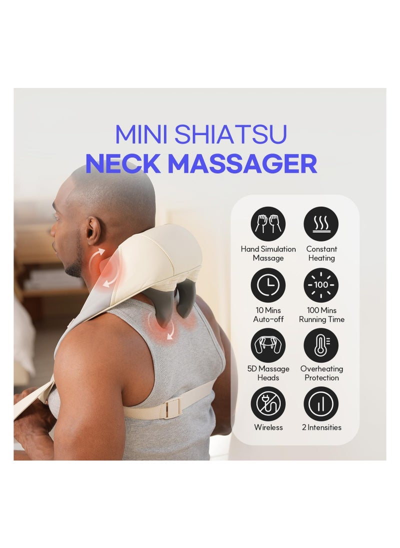 FARROBIZZ HubiCare Mini Shiatsu Neck Massager, Shoulder Neck Massager with Heat for Pain Relief Deep Tissue, Neck, Back, Shoulder, Leg Electric Kneading Massager, Perfect Gifts for Men Women Dad Mom  - Image 2