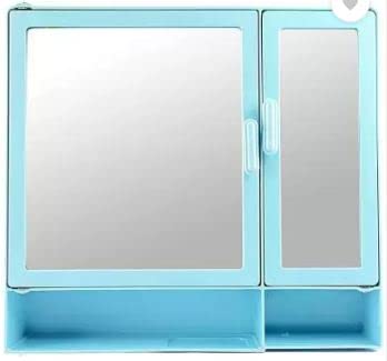 PGen ABS Unbreakable ZBF 109 Bathroom Double Mirror Double Door Cabinet with Storage Chest Shelves Extra Shelf17X4X16 Plastic Wall Shelf Blue  - Image 1
