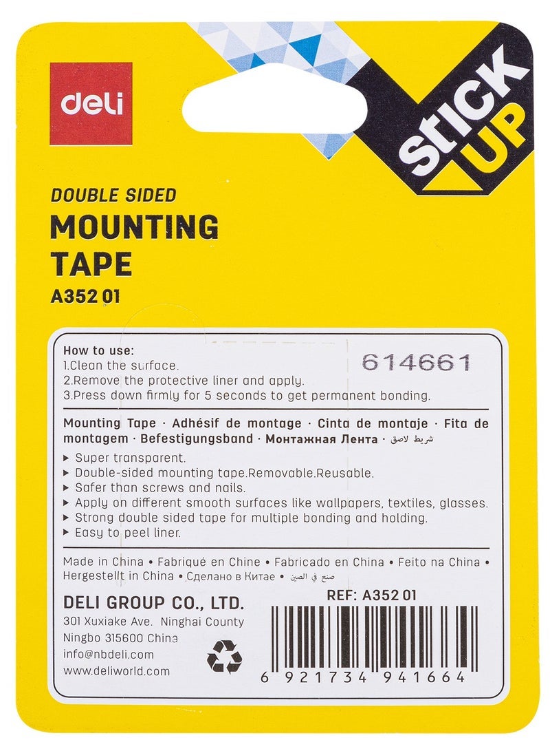 Deli EA35201 Nano-Grip Acrylic Mounting Tape 25.4mm×1.5m - Image 4