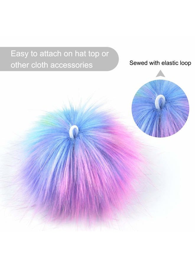 Coopay 36 Pieces Faux Fox Fur Pom Pom Balls DIY Fur Fluffy Pom Pom with Elastic Loop for Hats Keychains Scarves Gloves Bags Charms Knitting Accessories (Multicolor) - Image 2