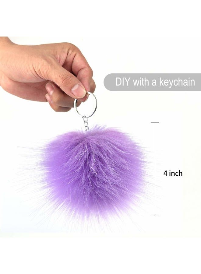 Coopay 36 Pieces Faux Fox Fur Pom Pom Balls DIY Fur Fluffy Pom Pom with Elastic Loop for Hats Keychains Scarves Gloves Bags Charms Knitting Accessories (Multicolor) - Image 4