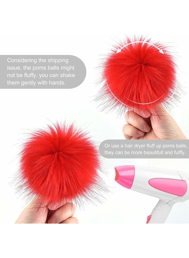 Coopay 36 Pieces Faux Fox Fur Pom Pom Balls DIY Fur Fluffy Pom Pom with Elastic Loop for Hats Keychains Scarves Gloves Bags Charms Knitting Accessories (Multicolor) - Image 3
