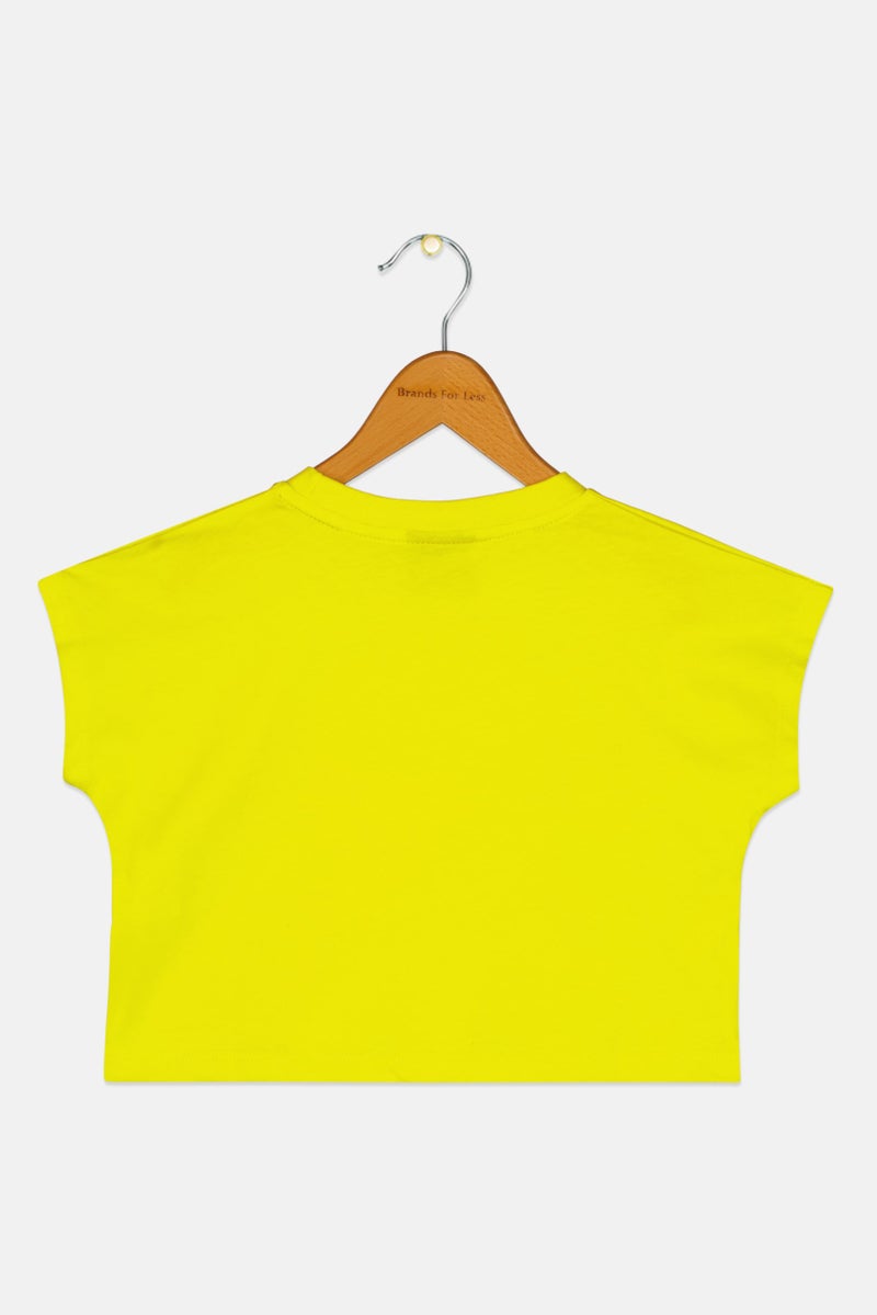 DIADORA Toddlers Girl Cap Sleeve Brand Logo Tops, Lime/Pink - Image 2