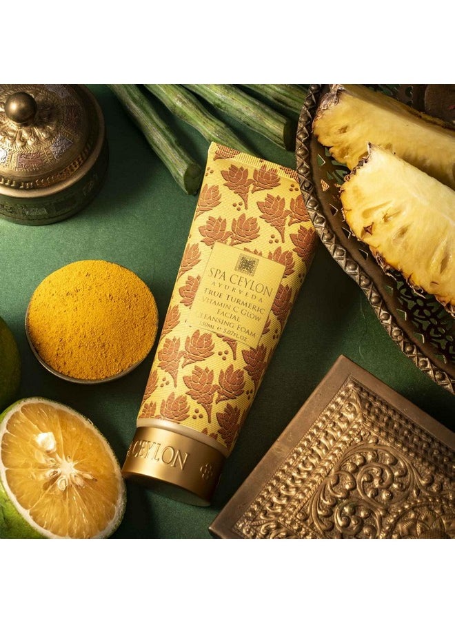 spa ceylon - True Turmeric Vitamin C Glow Facial Cleansing Foam For All Skin Types Acne Prone And Dark Spots Vitamin C Foaming Facial Cleanser - Image 1