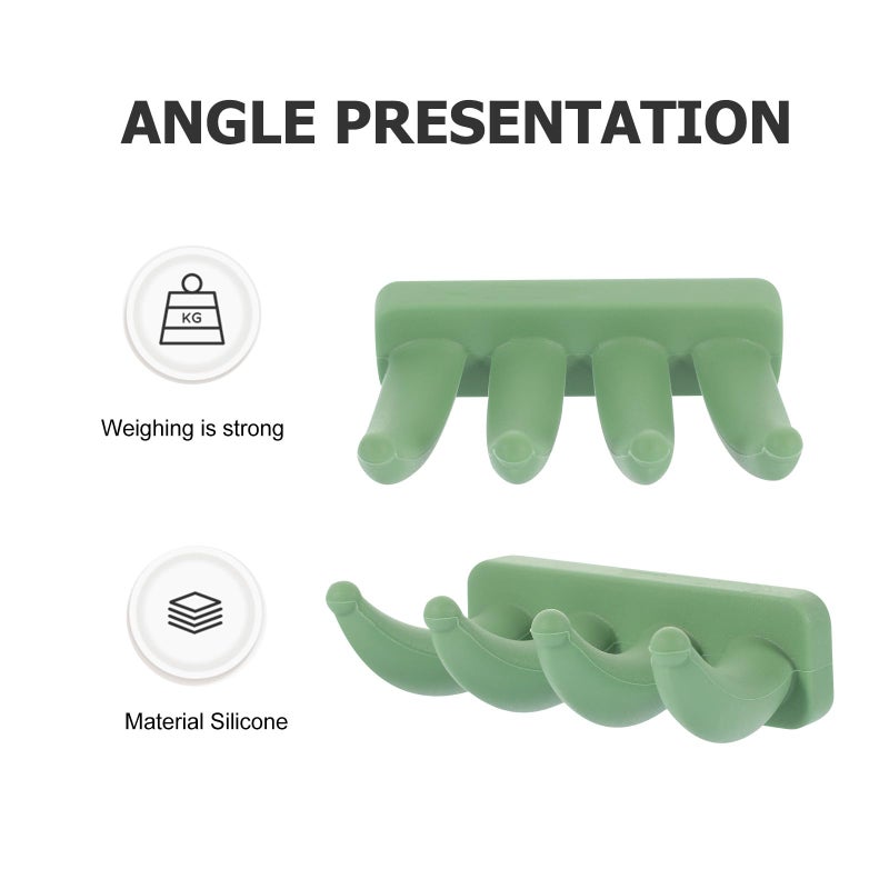 Avocado Green Self Adhesive Wall Hooks Multi Function No Drill Storage Hangers For Bathroom Kitchen Towel Home Organization - Image 4