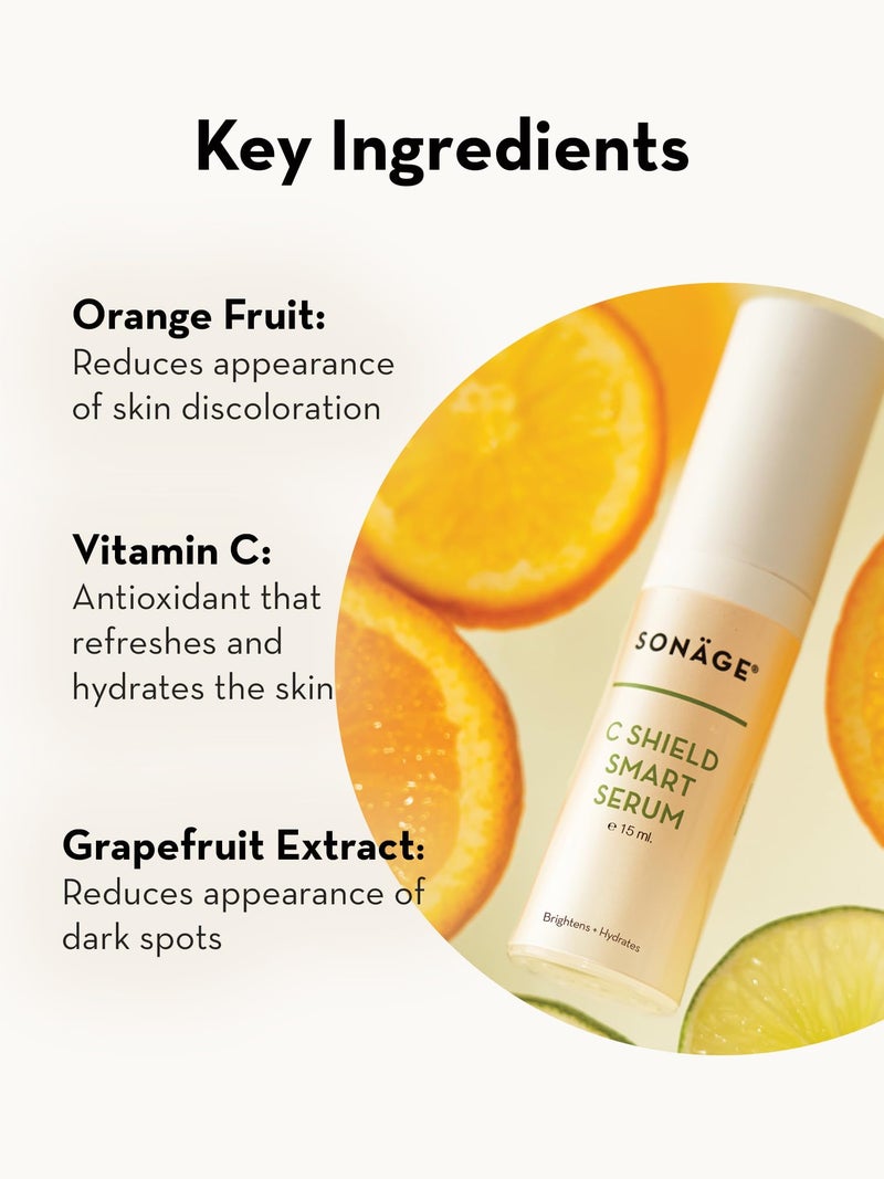 Sonage C Shield Smart Serum: Hyaluronic Acid & Vitamin C | Brightens, Shields from Blue Light, Fades Dark Spots (15 ml) - Image 3