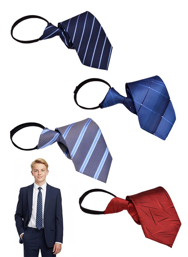 4PCS Zipper Ties Set for Men Adjustable Men's Pretied Neckties Zip on Tie for Men Zipper Skinny Necktie Clip on Slim Tie - Image 1