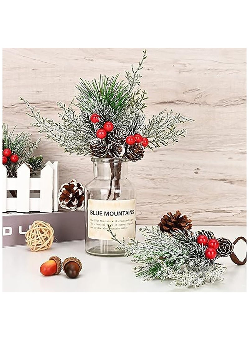 6 Pieces Napkin Rings Pine Red Berry Napkin Rings Table Decorations for Weddings Banquets Birthdays Holiday Table Decorations Christmas - Image 3