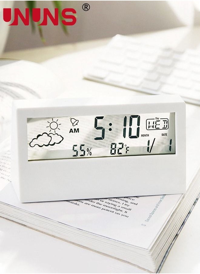 UNUNS - Digital Alarm Clock,LCD Digital Alarm Clock 4.7 Inch Screen With Time Date Temperature,Easy Snooze Function Sleep Timer Alarm Clock For Bedroom - Image 1