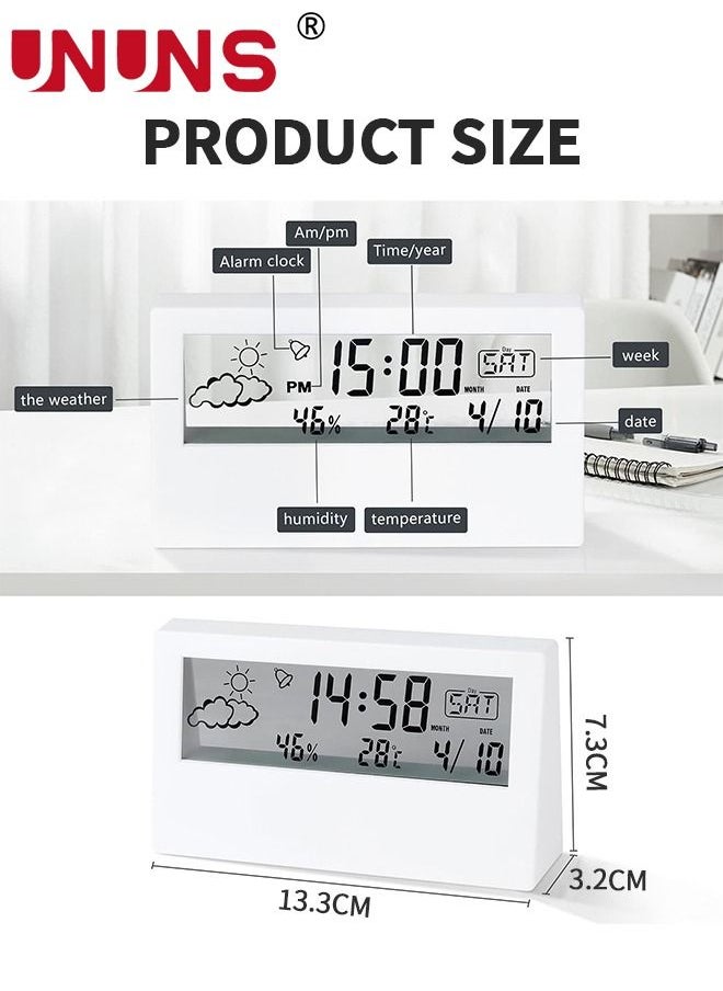 UNUNS - Digital Alarm Clock,LCD Digital Alarm Clock 4.7 Inch Screen With Time Date Temperature,Easy Snooze Function Sleep Timer Alarm Clock For Bedroom - Image 1