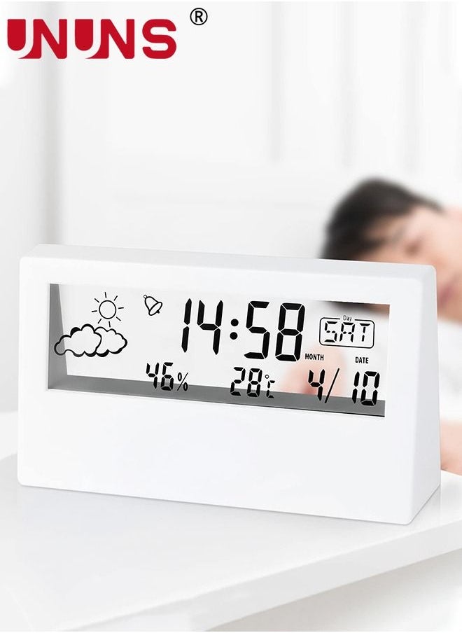 UNUNS - Digital Alarm Clock,LCD Digital Alarm Clock 4.7 Inch Screen With Time Date Temperature,Easy Snooze Function Sleep Timer Alarm Clock For Bedroom - Image 1