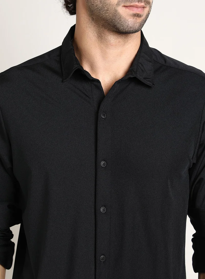 كامبوس سوترا Men's Onyx Black Everyday Solid Shirt
