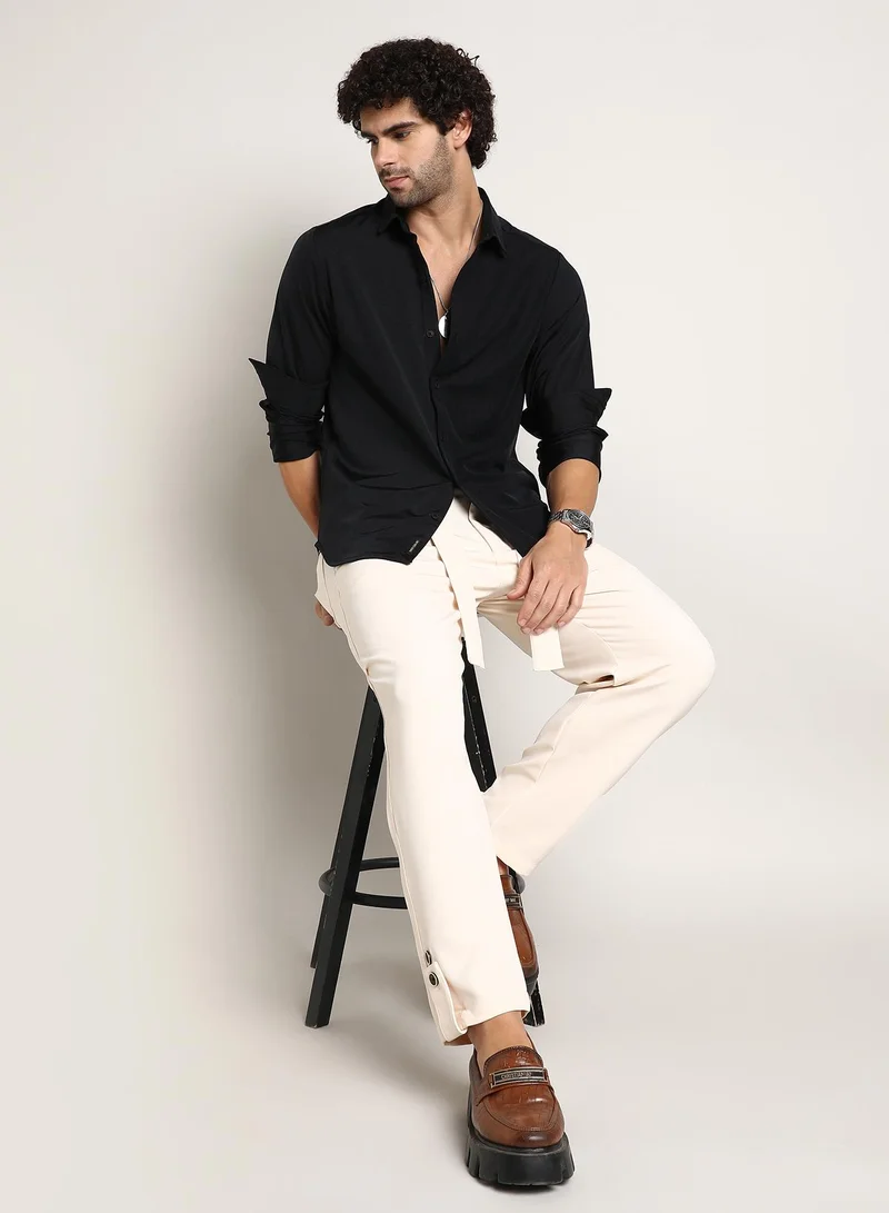 كامبوس سوترا Men's Onyx Black Everyday Solid Shirt