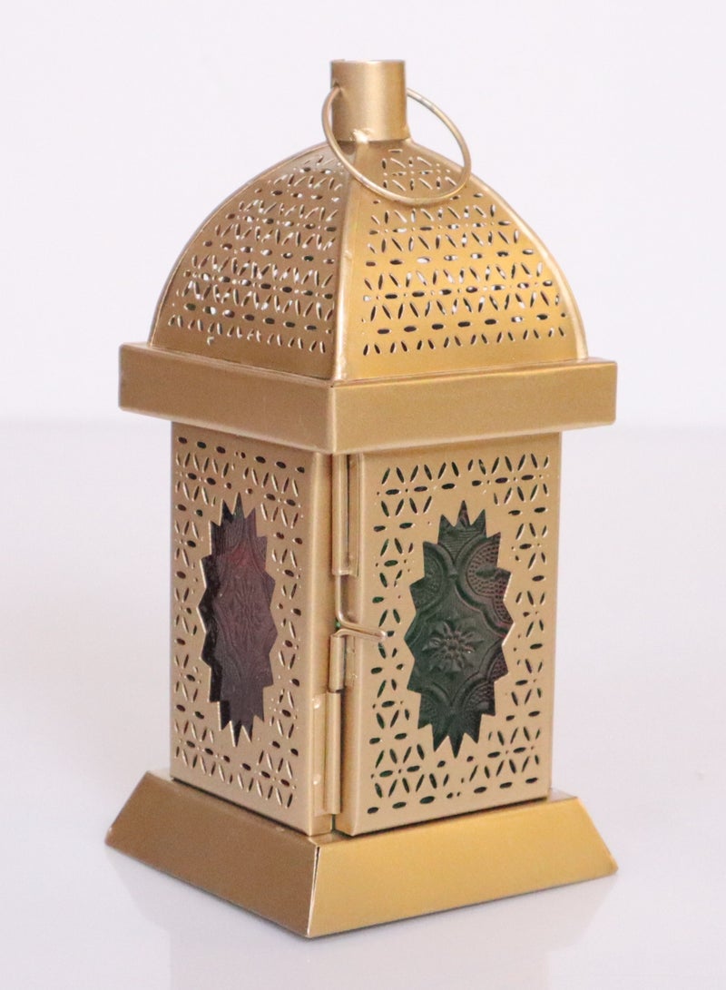 Hilalful فوانيس هومسمثس المربعة، لون ذهبي – ديكور أنيق لمدخل المنزل، منطقة المعيشة، أو الحديقة – ديكور داخلي وخارجي أنيق. - Image 2