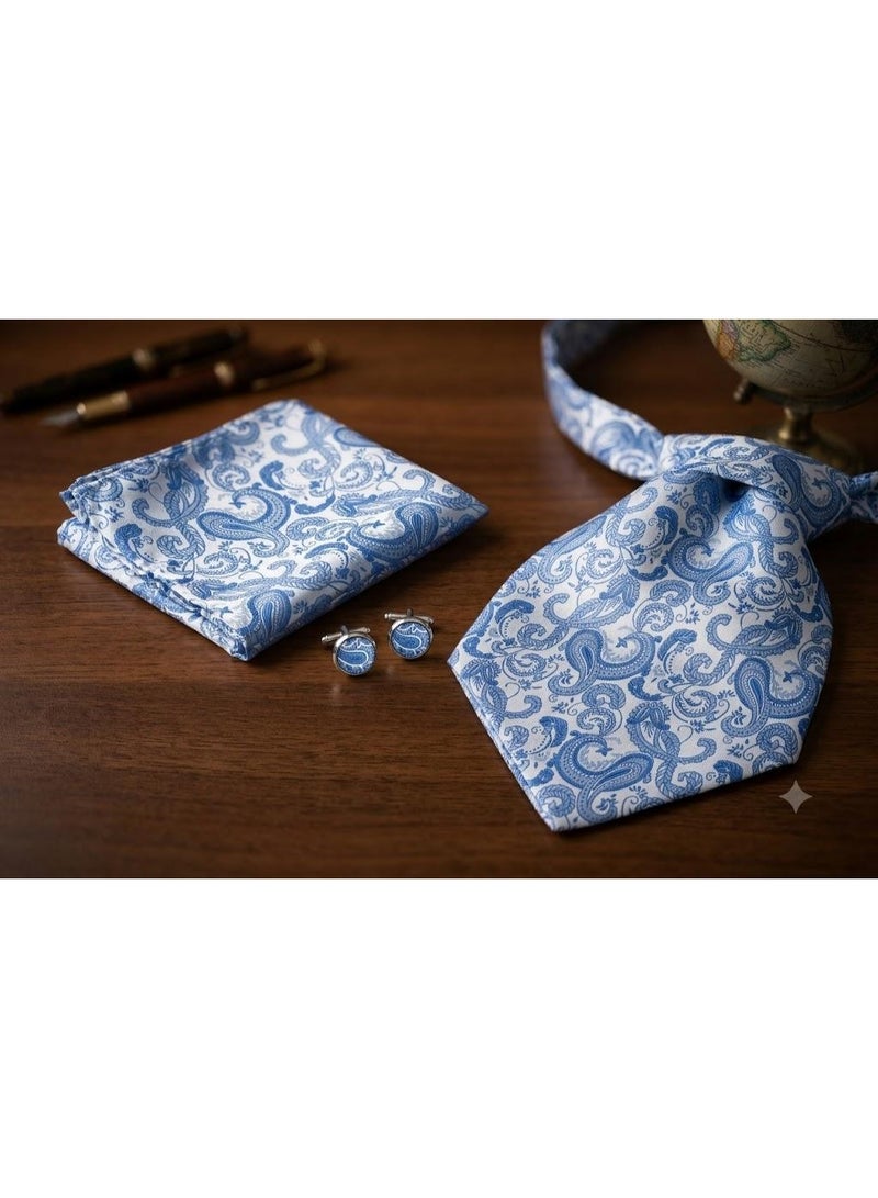 Set Consisting Of Three Pieces (tie - Handkerchief - Cufflinks) - Image 2