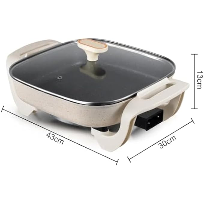 FITTO Electric Frying Pan NonStick  MultiFunction Skillet For Cooking Frying Sauting  Grilling  Rapid Heating With Adjustable Temperature Control  ScratchResistant Surface  Easy CleanUp - Image 3