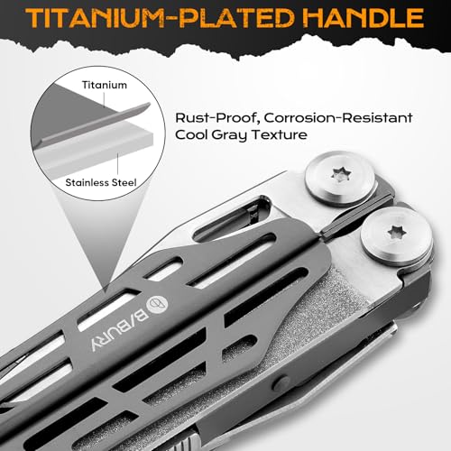 BIBURY Multitools BI2038C, 22-in-1 Stainless Steel Pocket Knife with Scissors, Foldable Self-locking EDC Multi tools Pliers with Sheath for Outdoor Hunting Survival Camping Simple Repair - Image 3