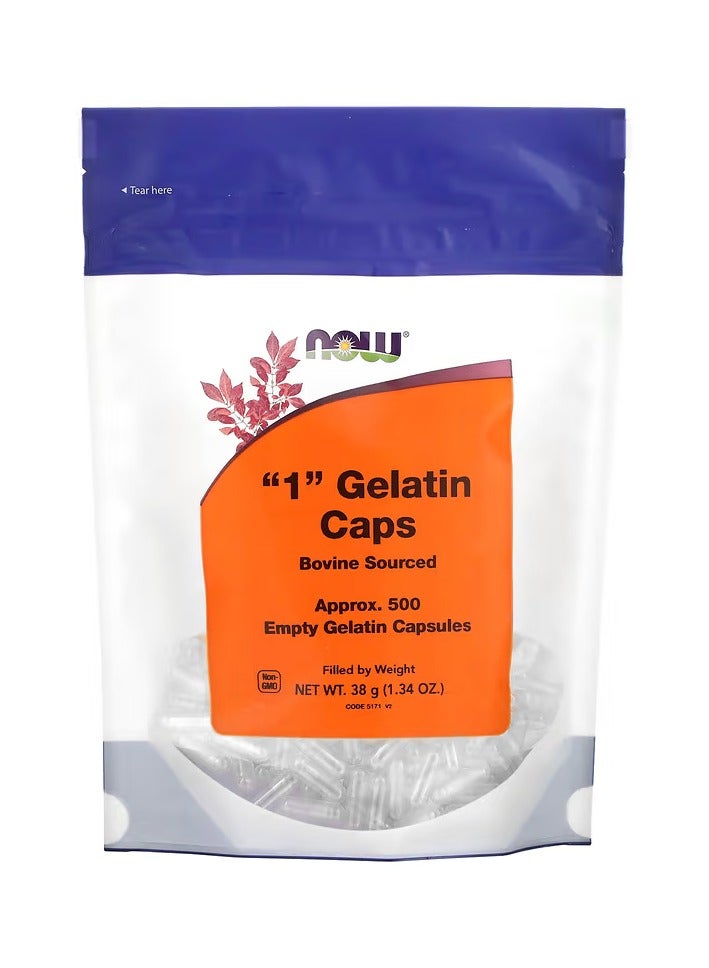 now "1" Gelatin Caps, Approx. 500 Empty Gelatin Capsules, 1.34 oz (38 g)