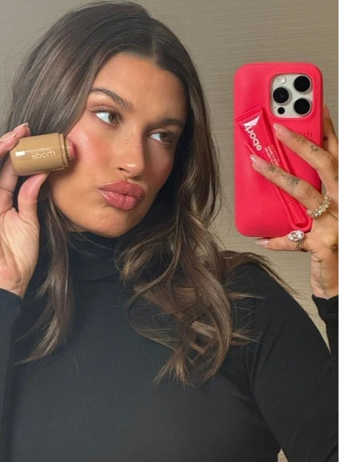 rhode Silicone Lip Holder for Cell Phone, Lip Gloss Adhesive Sleeve for Phone, Lip Holder Stick-on Phone Case, Back Stick On Holder for iPhone 16 Pro Max （Guava Spritz） - Image 3