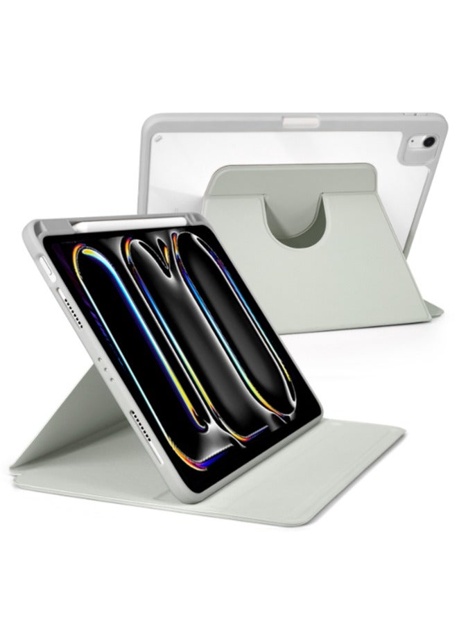 for iPad Air 2025 7th M3 11-Inch  Case Cover, Tablet Protective Case With Pen Slot, Acrylic 360 ° Rotating Design, Automatic Wake-up/sleep, Soft Leather,Grey - Image 2