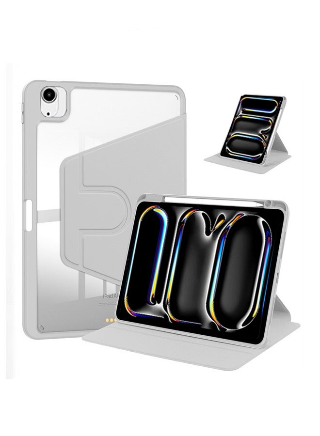 for iPad Air 6th/7th 11 inch (24/25) / ipad Pro 11 inch (22/21/20/18) / ipad Air 4th/5th 10.9 inch（20/22）  Case Cover, Tablet Protective Case With Pen Slot, Acrylic 360 ° Rotating Design, Automatic Wake-up/sleep, Soft Leather,Grey - Image 1