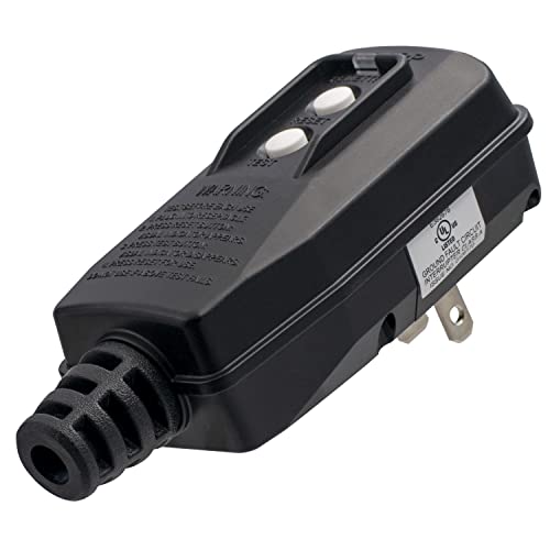 ELEGRP G1215PA2 G20PASR Patented Auto-Monitoring GFCI Replacement Plug Assembly, Auto Reset 15 Amp Non-Grounded 2 Wires 2-Prongs for Power Pressure Washer, Pool Pump, UL/CUL Listed, 1 Pack, Black - Image 1