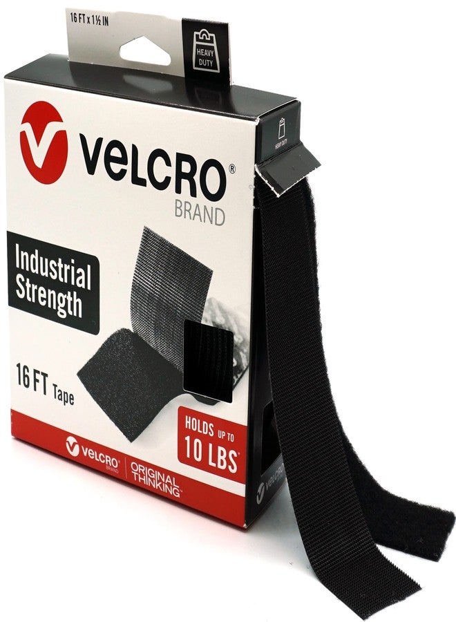 VELCRO Brand Heavy Duty Tape | 16 Foot Roll | Strong Sticky Back Adhesive Holds up to 10 lbs | Industrial Strength Fasteners for Indoor or Outdoor Use | 1-1/2in Width, Black - Image 1